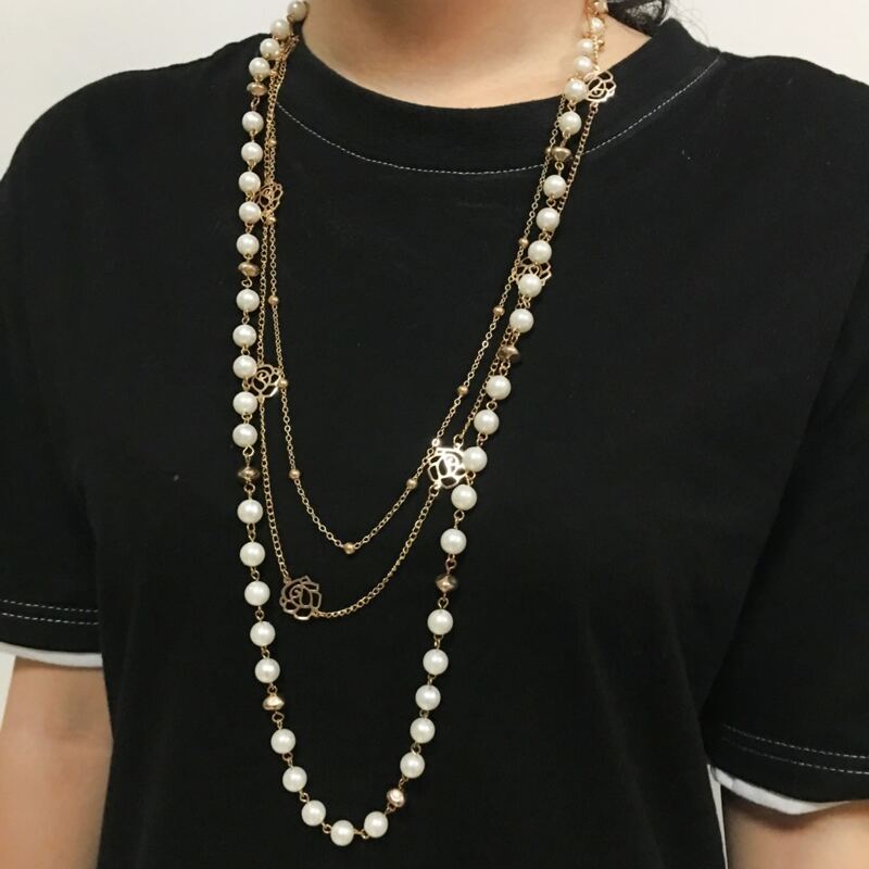 

Faux Pearl Decor Necklace, Gold