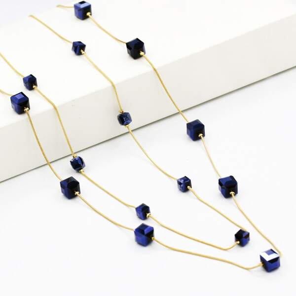 

Crystal Decor Layered Necklace, Gold