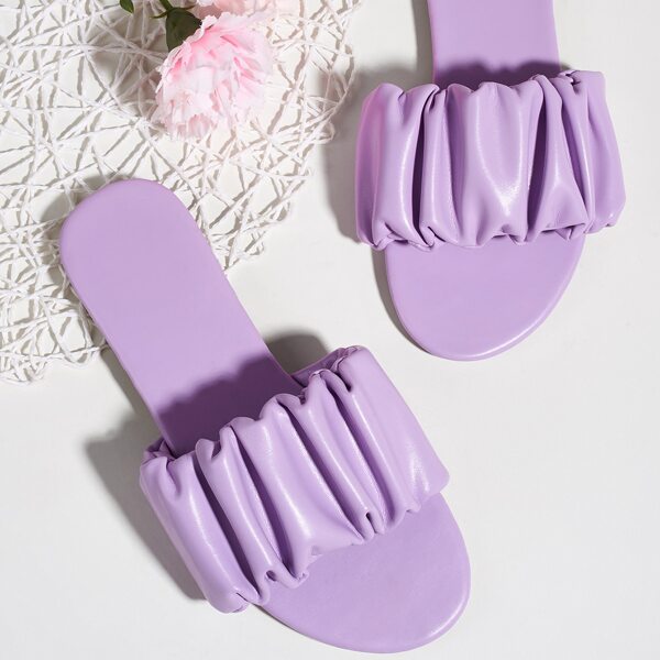 

Minimalist Ruched Slide Sandals, Purple