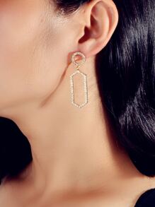 水鑽幾何耳墜 - 金黃色 - 查看 2