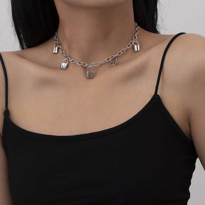 

Lock Chunky Chain Necklace, Silver