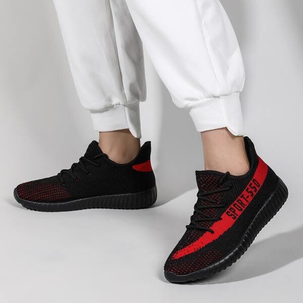 

Letter Graphic Lace-up Front Sneakers, Black
