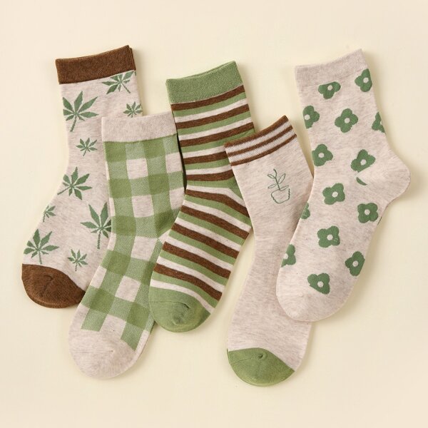 

5pairs Striped Pattern Socks, Multicolor