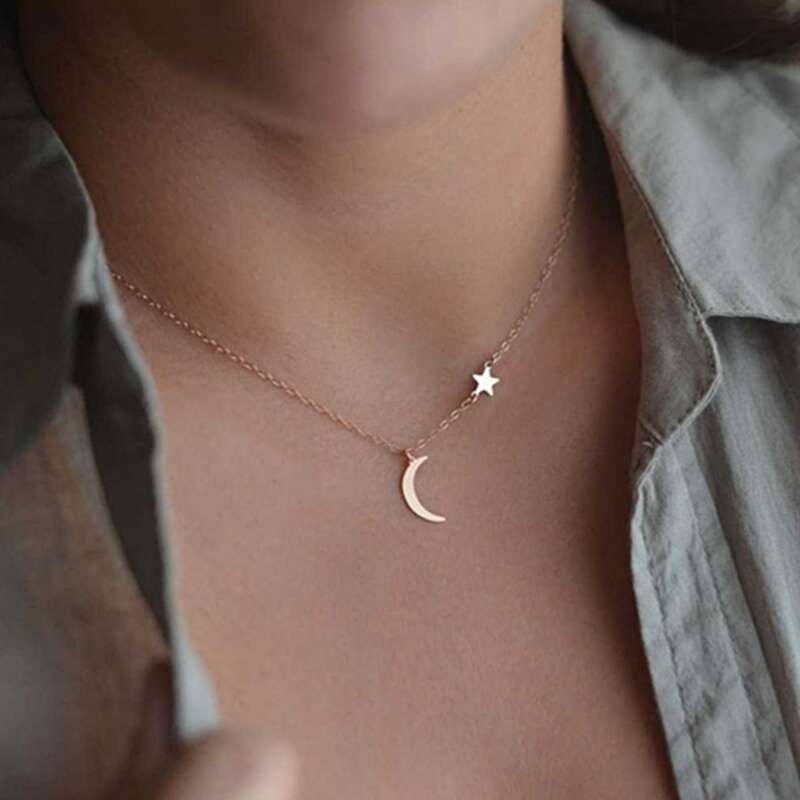 

Star & Moon Pendant Necklace, Gold