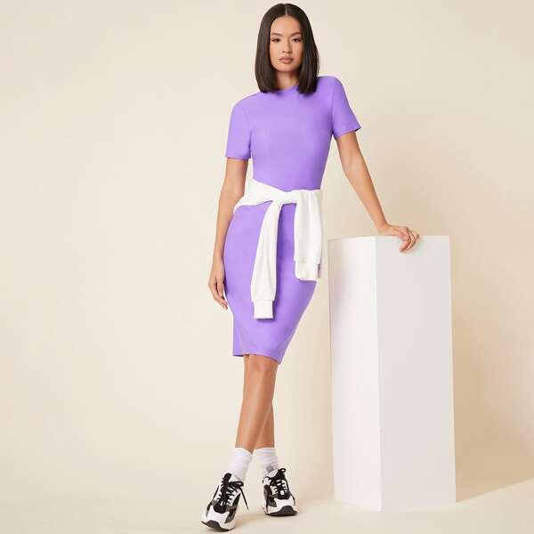 

Split Hem Bodycon Dress, Violet purple