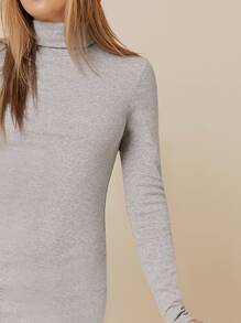 SHEIN BASICS 高領素色包臀連衣裙 - 淺灰色 - 查看 5