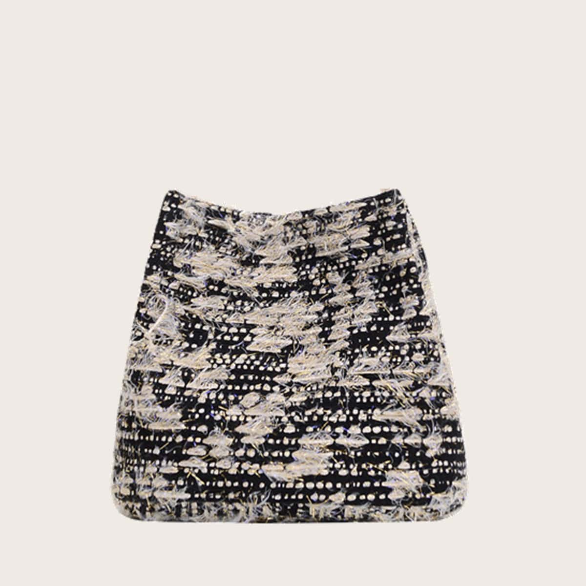 

Colorblock Tassel Shoulder Bag, Black