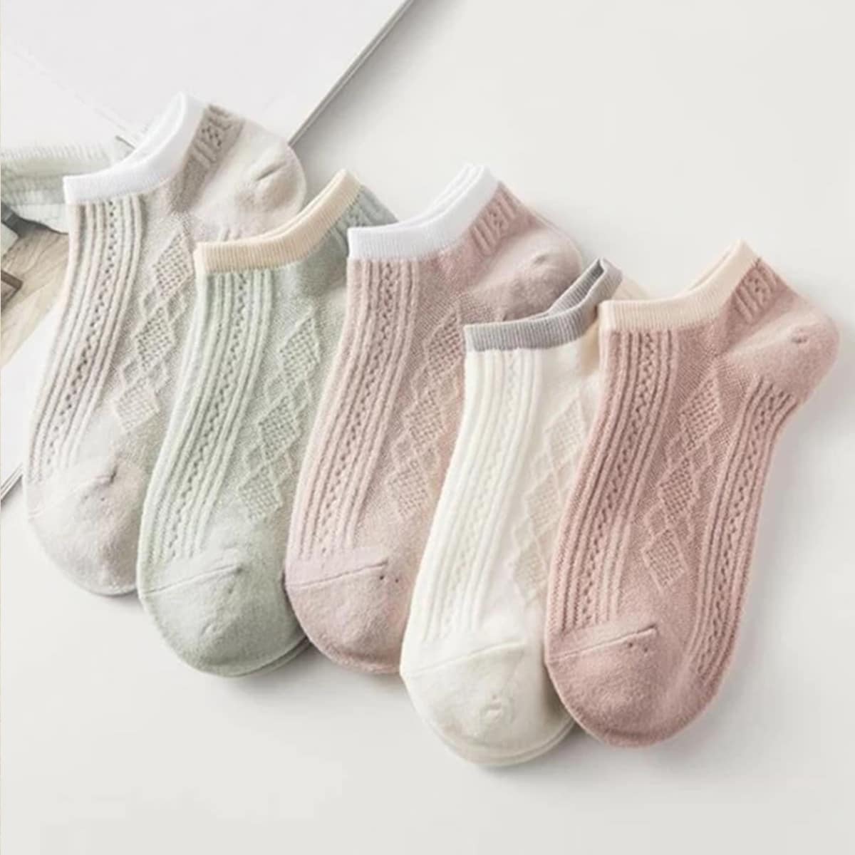 

5pairs Simple Ankle Socks, Multicolor