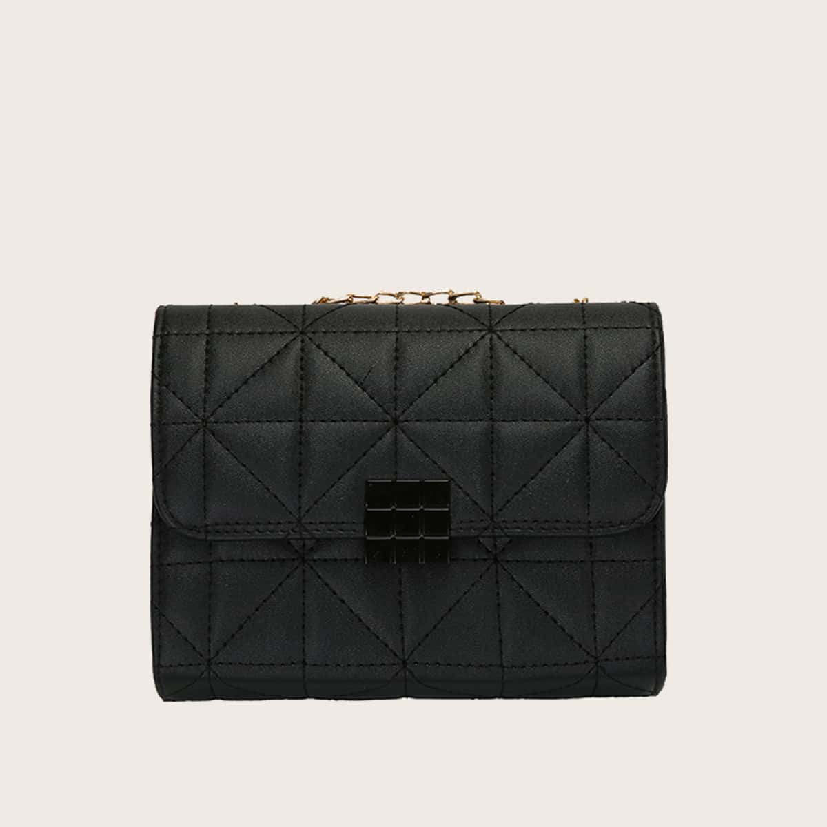 

Quilted Chain Crossbody Bag, Black