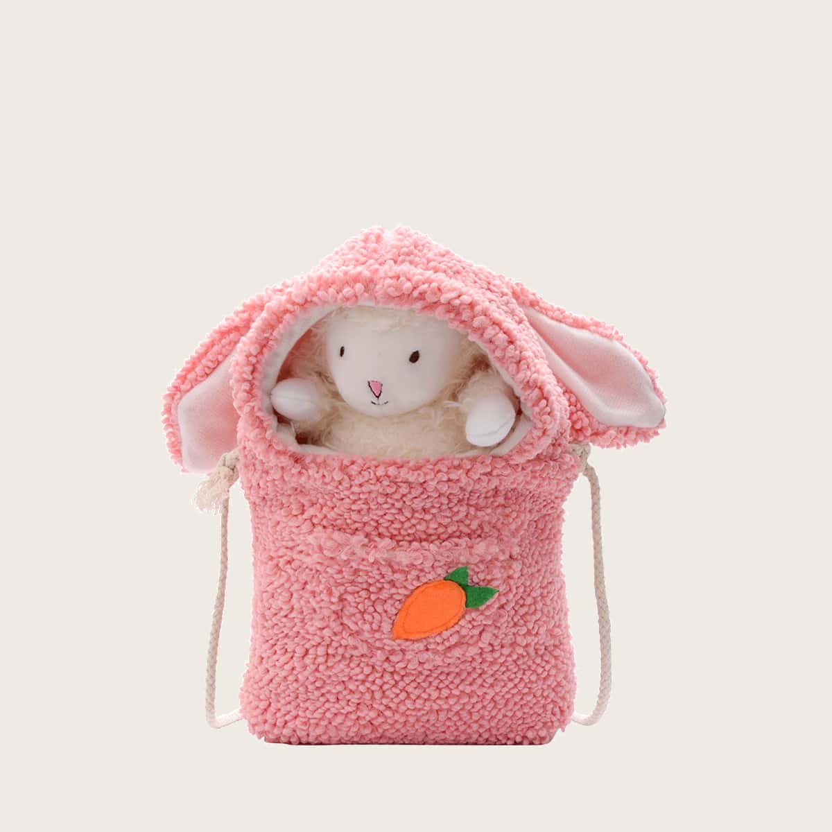 

Cartoon Rabbit Fluffy Crossbody Bag, Pink