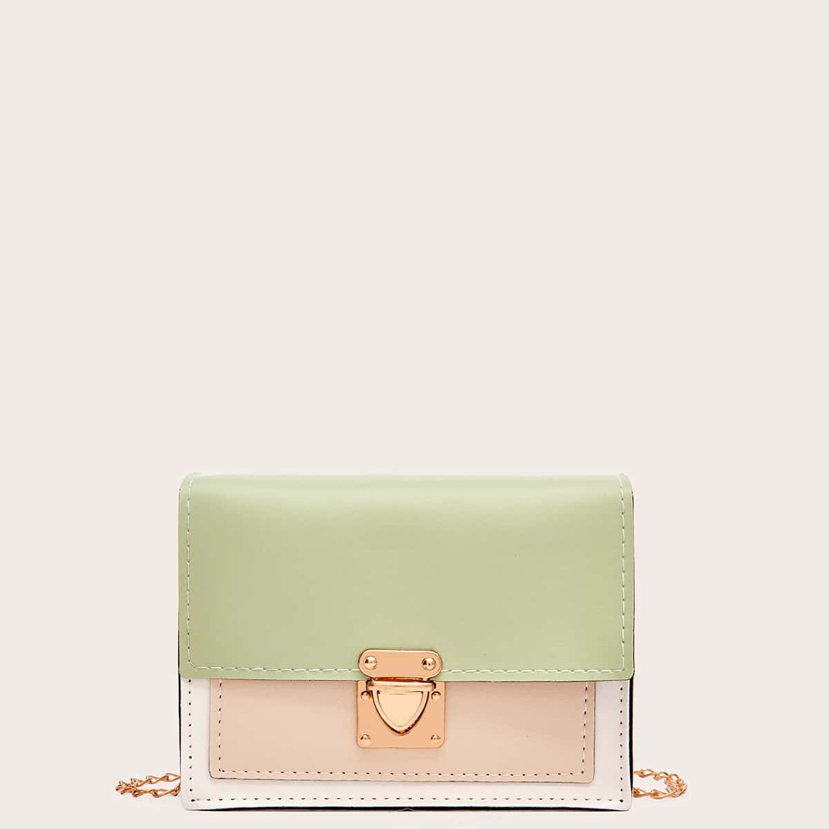 

Colorblock Chain Crossbody Bag, Green