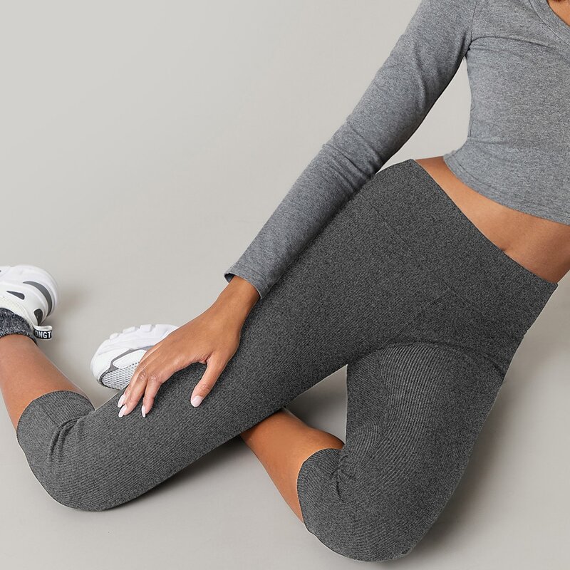 

Rib-knit Capri Leggings, Dark grey