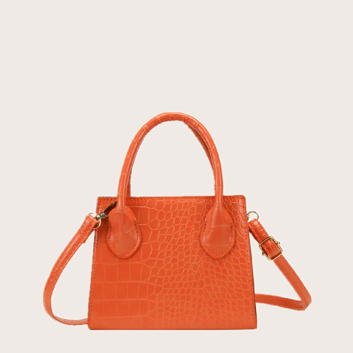 

Croc Embossed Satchel Bag, Orange