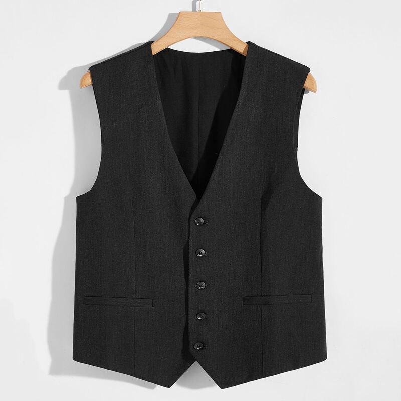 

Men Button Front Waistcoat, Black