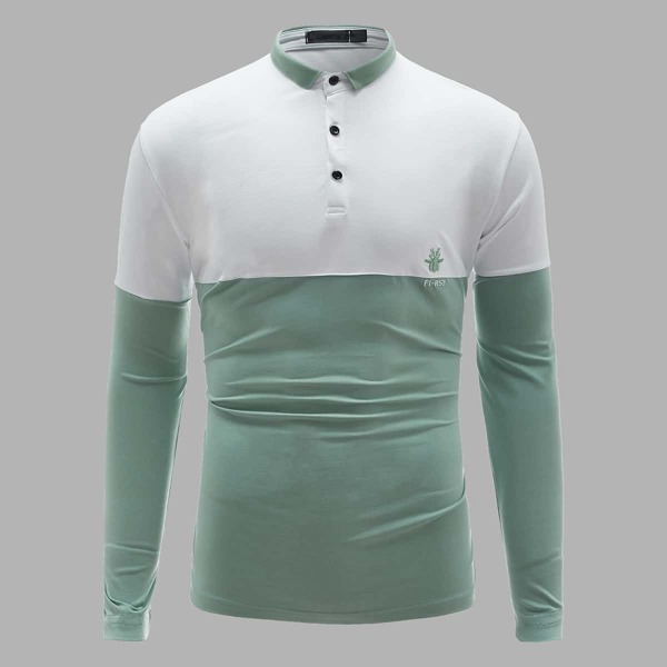 

Men Colorblock Letter Graphic Polo Shirt, Multicolor