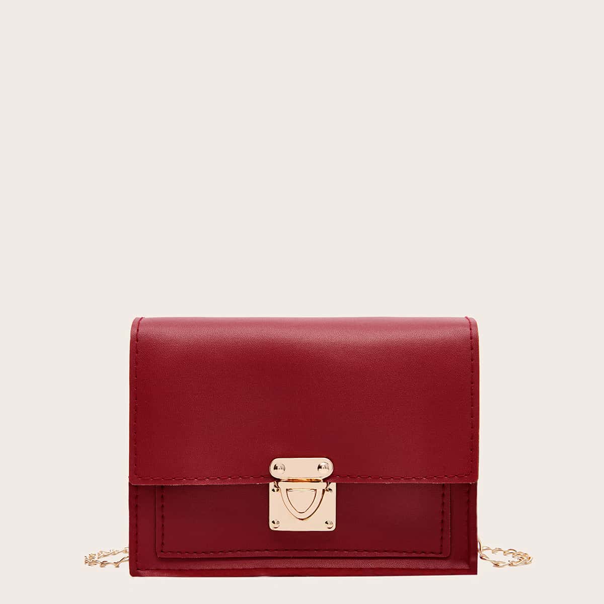 

Minimalist Chain Crossbody Bag, Burgundy