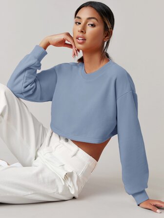 بلوفر قصير قطن منخفض الاكتاف