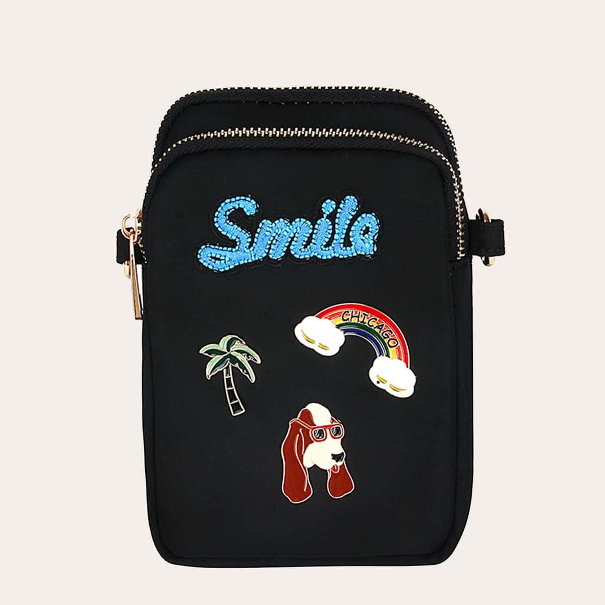 

Cartoon Sequin Crossbody Bag, Black