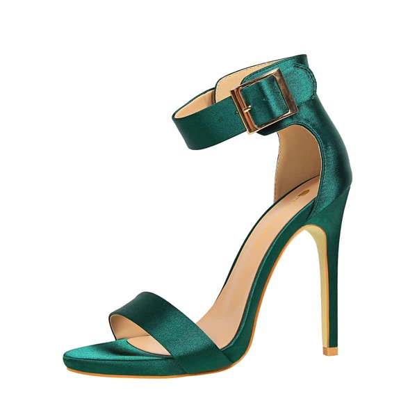 

Open Toe Ankle Strap Stiletto Heeled Sandals, Green