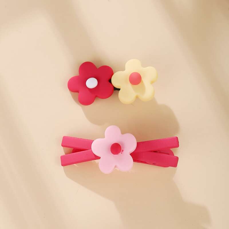 

2pcs Floral Hair Clip, Multicolor