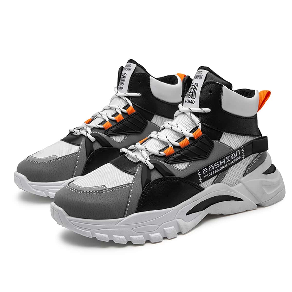 

Guys Lace-up Front Chinese Letter Graphic Sneakers, Grey