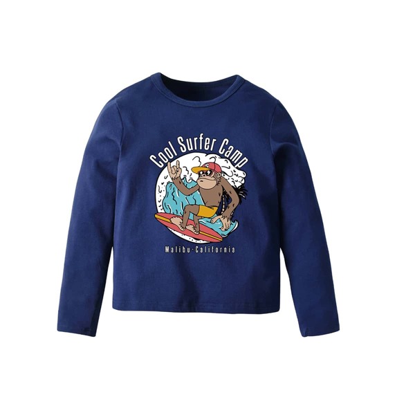 

Toddler Boys Letter & Cartoon Graphic Tee, Navy blue