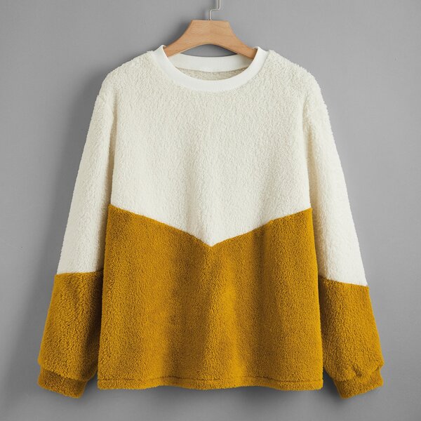 

Plus Two Tone Teddy Sweatshirt, Multicolor