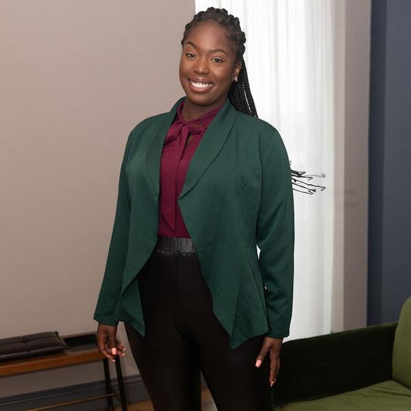 

Plus Open Front Shawl Collar Blazer, Dark green