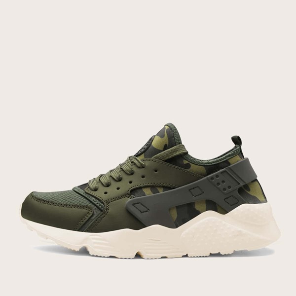 

Lace Up Decor Camo Graphic Chunky Sneakers, Army green