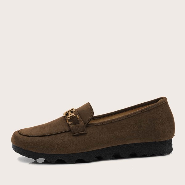 

Metal Decor Wide Fit Loafers, Brown