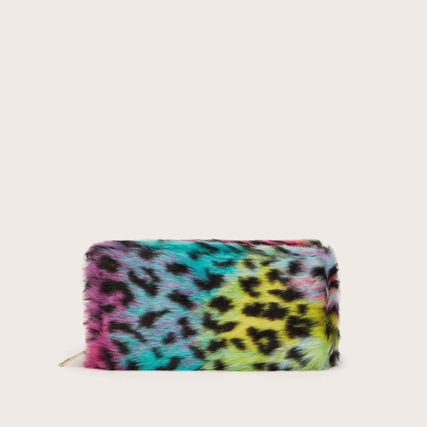 

Colorblock Faux Fur Decor Purse, Multicolor