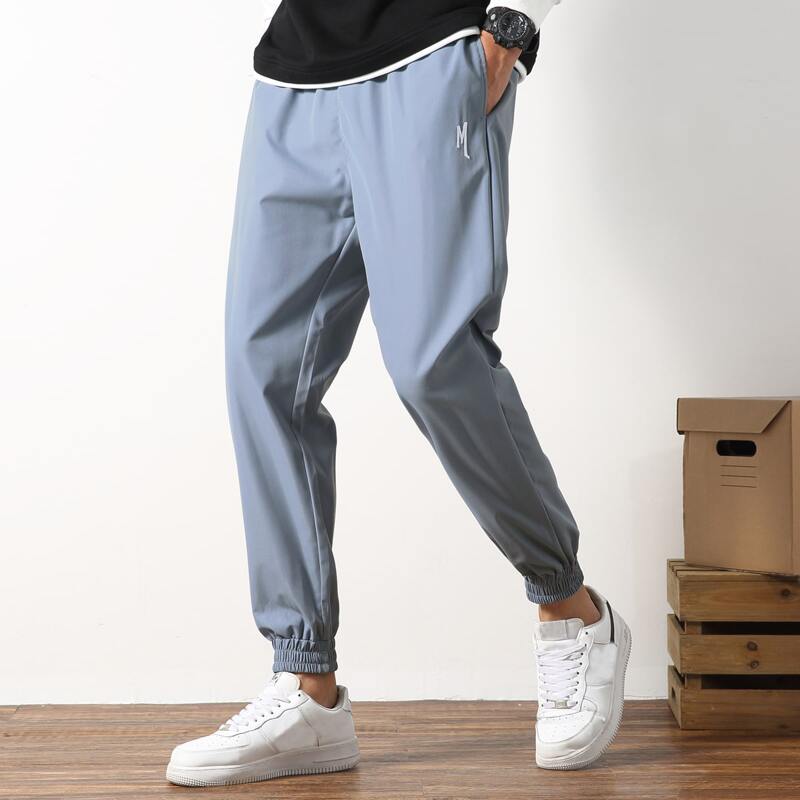 

Guys Embroidery Detail Carrot Pants, Dusty blue