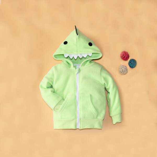 

Toddler Boys 3D Patched Design Hooded Jacket, Lime green