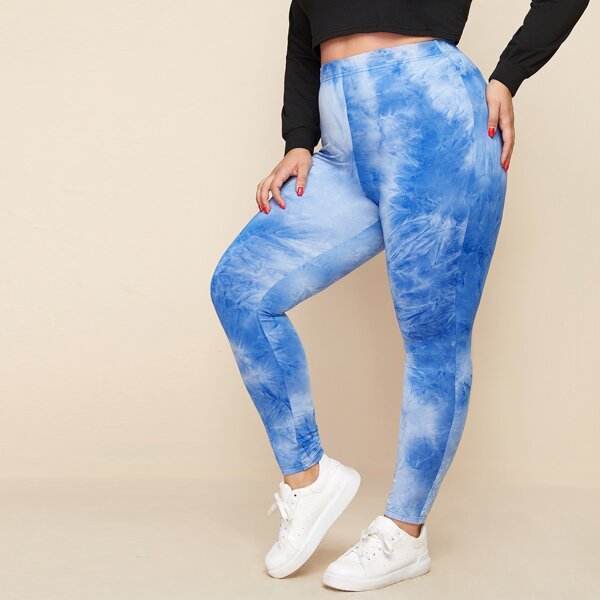

Plus Tie Dye Leggings, Blue