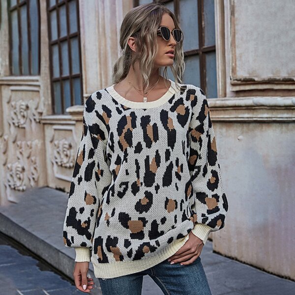 

Leopard Drop Shoulder Sweater, Multicolor