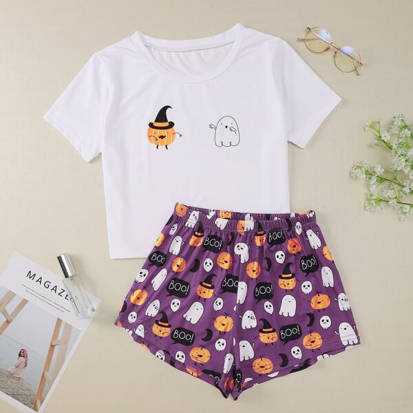 

Halloween Print Pajama Set, Multicolor