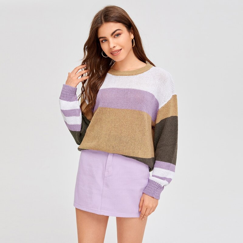 

Drop Shoulder Colorblock Sweater, Multicolor