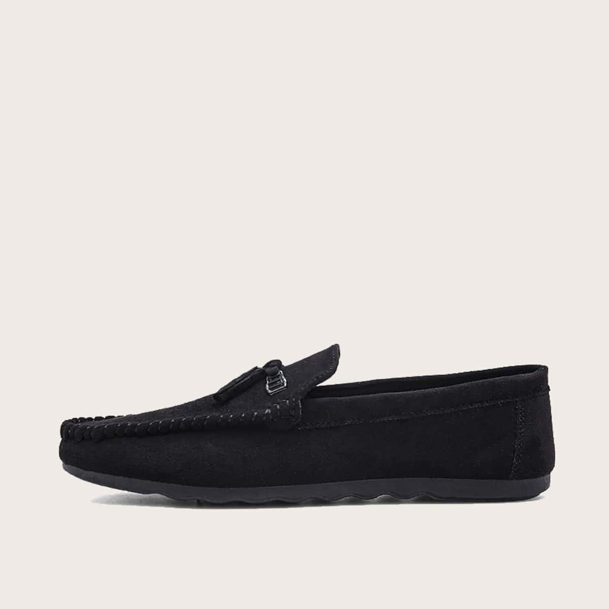 

Guys Tassel Decor Loafers, Black
