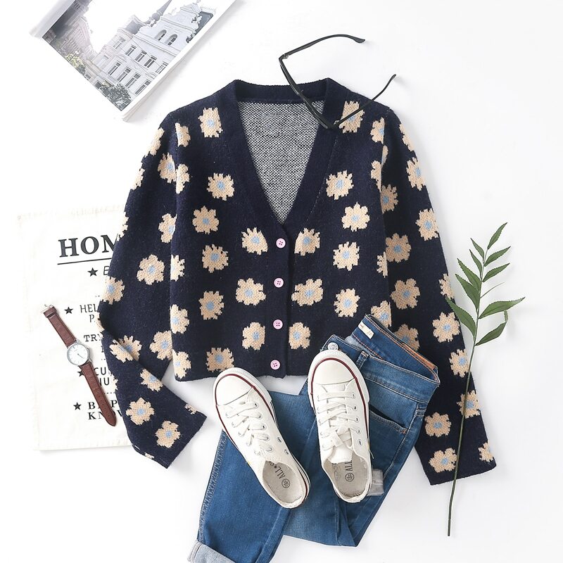 

Allover Floral Button Up Crop Cardigan, Multicolor