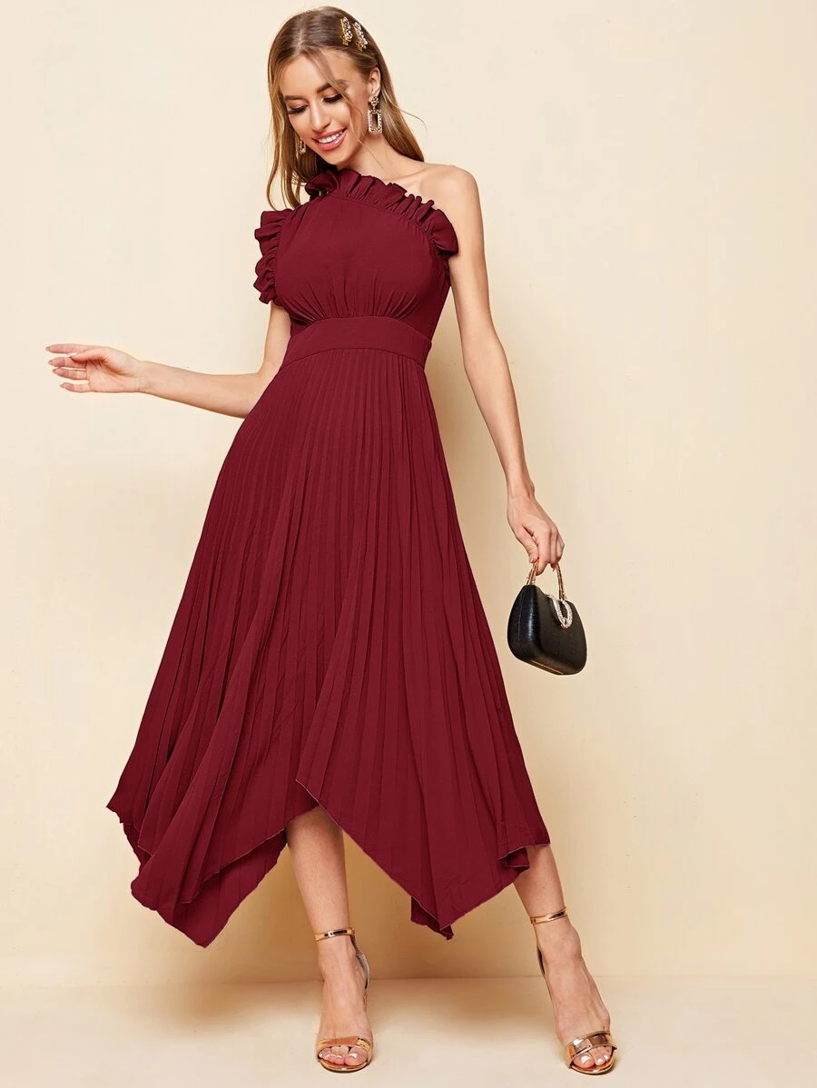 SHEIN BAE Đầm Dây kéo màu trơn Hấp dẫn - Màu Tím - Xem 1