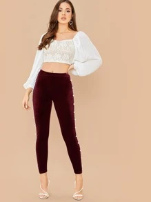 Mulvari Quần Ngọc trai màu trơn Hấp dẫn - Màu Tím - Xem 5