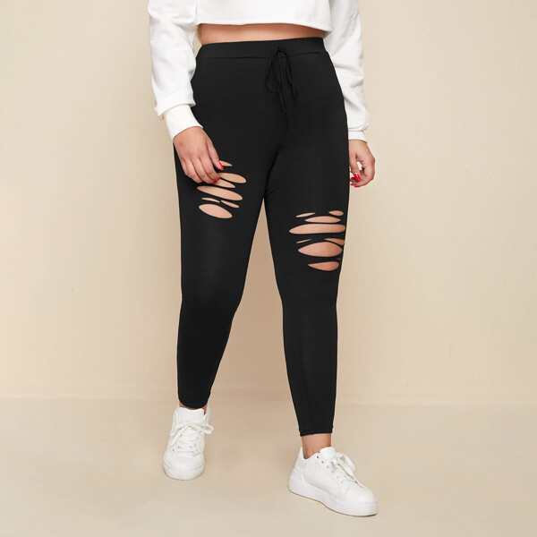 

Plus Ripped Leggings, Black