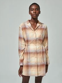SHEIN Vestido camisa con cordón de lino - Multicolor - Ver 1
