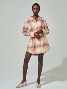 SHEIN Vestido camisa con cordón de lino - Multicolor - Ver 3