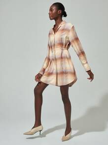 SHEIN Vestido camisa con cordón de lino - Multicolor - Ver 5