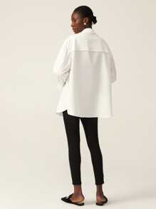 SHEIN 寬鬆口袋襯衫 - 白色 - 查看 2