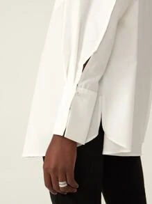 SHEIN 寬鬆口袋襯衫 - 白色 - 查看 5