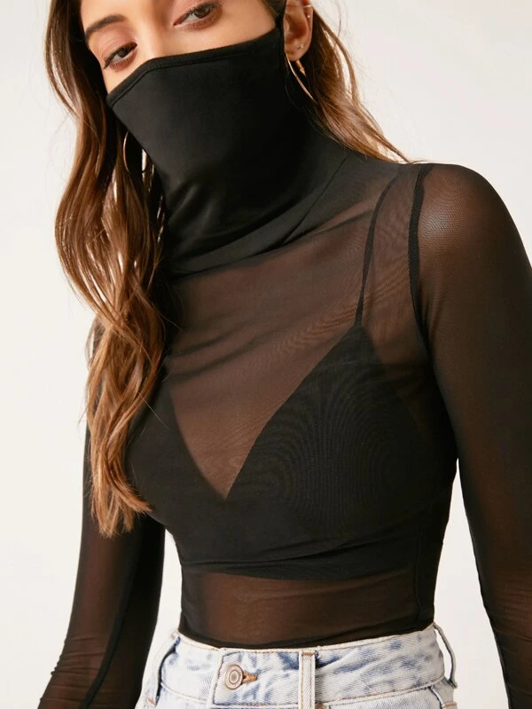 sheer mesh turtleneck