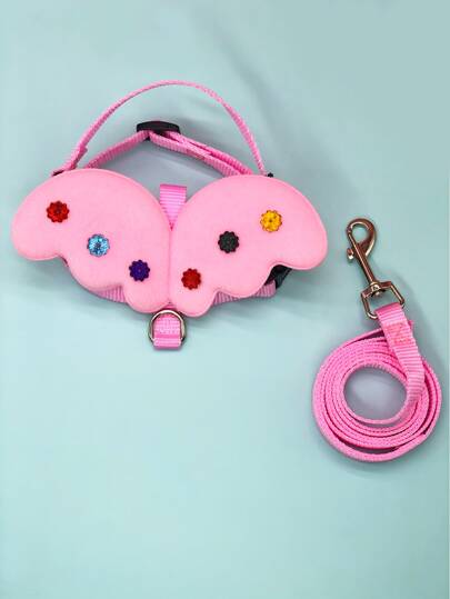 1pc Wing Decor Dog Harness & 1pc Dog Leash - Weird Pet Products from SHEIN