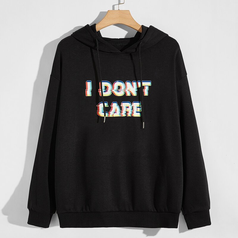 

Guys Slogan Graphic Hoodie, Black